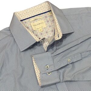 Con.Struct Mens Regular Fit Stretch Dress Shirt Blue Geometric Print 18 34-35